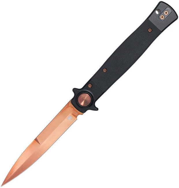 Cobratec Knives Stiletto Button Lock Blk/Rose CTSTLBLG10BLKRSG by Cobratec Knives