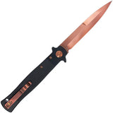 Cobratec Stiletto Button Lock Knife Rose TiNi VG10 Blade Black G10 5in Closed 4in Blade EDC by Cobratec Knives
