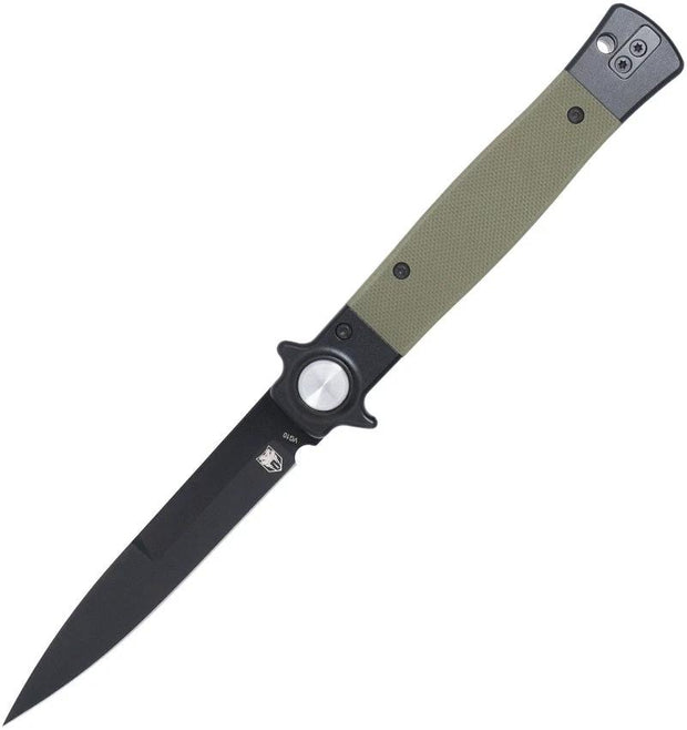 Cobratec Knives Stiletto Button Lock Blk/OD CTSTLG10ODGBLK by Cobratec Knives