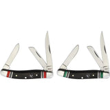 Cattleman's Cutlery Cheyenne Stockman Set Two Three-Blade Folding Knives With Stone Inlays for Outdoor Enthusiasts by Cattleman's Cutlery