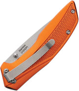 Cattleman's Cutlery Rotovator Linerlock Knife Orange Handle 4 Inch Closed 3 Inch Stonewash Blade EDC by Cattleman's Cutlery