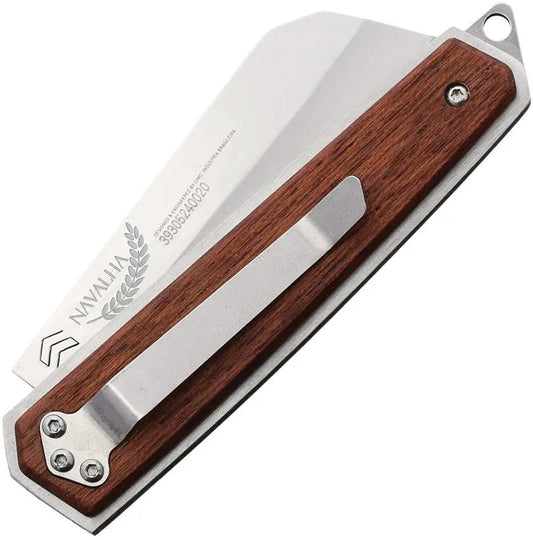 CIMO Slip Joint Knife NV59CLIP MAD Premium EDC With Satin Stainless Blade Pocket Clip Brown Wood Handle by CIMO