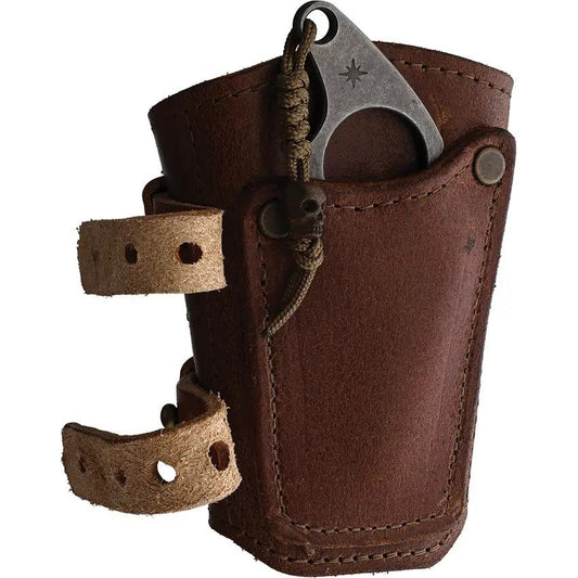 Survival Cuffs Raptor Hawk Survival Cuff - Hidden Wallet, 3.75in Satin Blade, Adjustable Leather Fit by Survival Cuffs