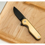 Craighill Rook Framelock Brass Folding Knife With Sandvik 12C27 Blade And Pocket Clip For EDC Enthusiasts by Craighill