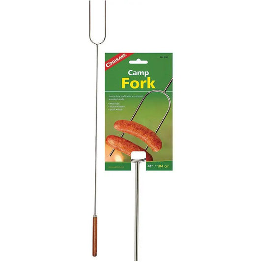 Coghlan's Camp Fork 41 Inch Heavy Duty Chrome Plated Steel With Wooden Handle Hang Packaged Camping by Coghlan's