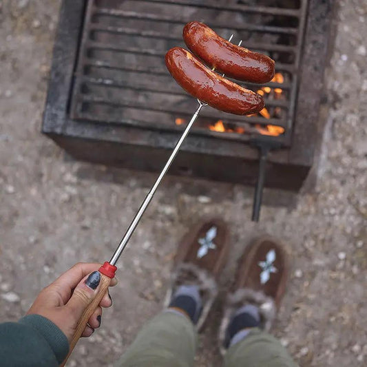 Coghlan's Telescoping Fork for Camping Enthusiasts 34 Inch Extendable Chrome Plated Steel Wood Handle by Coghlan's