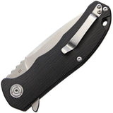 CH Knives Linerlock Black CH3504 Black G10 3.5 Inch D2 Blade EDC Knife With Extended Tang Pocket Clip by CH KNIVES