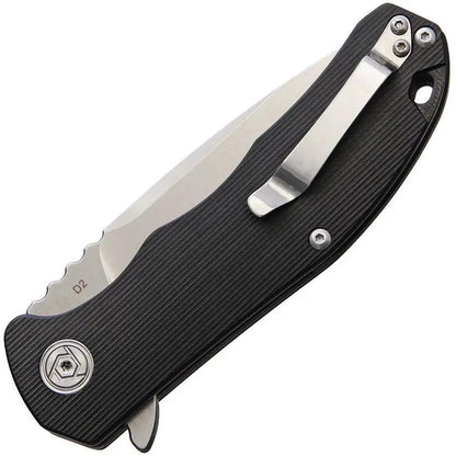 CH Knives Linerlock Black CH3504 Black G10 3.5 Inch D2 Blade EDC Knife With Extended Tang Pocket Clip by CH KNIVES