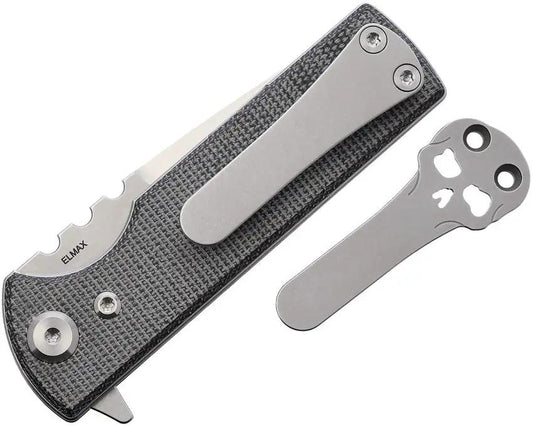 Chaves Knives TAK Linerlock EDC Knife Blue Label Series Black Elmax Blade Extended Tang Micarta Handle by Chaves Knives