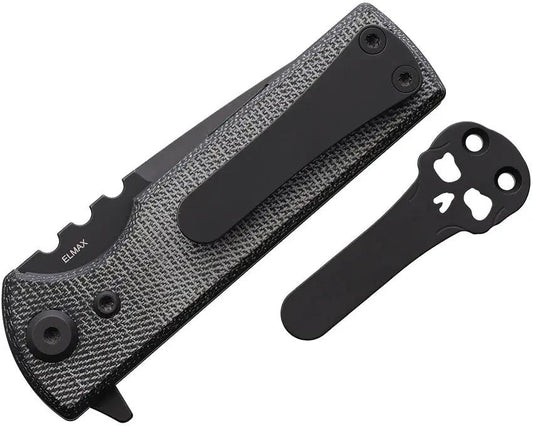 Chaves Knives TAK Linerlock Knife Blue Label Elmax Drop Point PVD Black Micarta Handle Extended Tang For EDC Enthusiasts by Chaves Knives