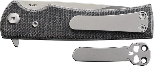 Chaves Knives Liberation Street Linerlock Premium EDC Knife Elmax Blade Black Micarta Extended Tang Skull Clip by Chaves Knives