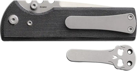 Chaves Knives NTAK Linerlock Elmax Drop Point Knife Includes Skull Clip Black Micarta EDC by Chaves Knives