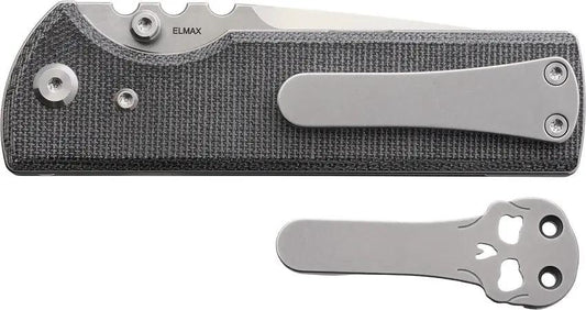 Chaves NTAK Linerlock SW Tanto Knife Elmax Steel 3.63in Blade Black Micarta Handle Includes Skull Clip For EDC Fans by Chaves Knives