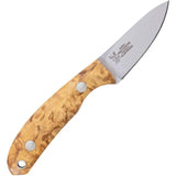 Casstrom Safari Fixed Blade Knife Stabilized Curly Birch Handle 2.5in 12C27 Premium Stainless Full Tang Bushcraft by Casstrom