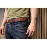 Casstrom Swedish Forest Belt L XXL Hand Stitched Saddlers Stitch Linen Thread Brass Buckle For Outdoor Enthusiasts by Casstrom