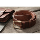 Casstrom Swedish Forest Belt L XXL Hand Stitched Saddlers Stitch Linen Thread Brass Buckle For Outdoor Enthusiasts by Casstrom