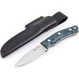 Casstrom No 10 SFK Blue Birch Handle Fixed Blade Knife Satin 14C28N 4 Inch Drop Point For Outdoor Enthusiasts by Casstrom