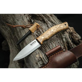 Casstrom No 10 Forest Knife Birch Full Tang Outdoor Bushcraft Knife Curly Birch Handle With Firesteel Starter by Casstrom