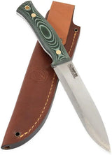 Casstrom No 14 SFK Green Micarta Bushcraft Knife For Outdoor Enthusiasts With Full Tang A8 Mod Steel And Leather Sheath by Casstrom