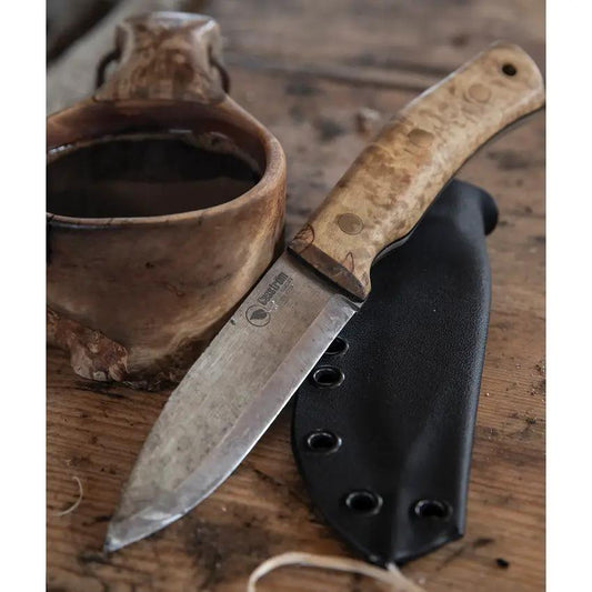 Casstrom No 10 Forest Knife 4Inch Satin Scandi Grind 14C28N Blade Full Tang Lanyard Hole Kydex Sheath Rugged For Campers by Casstrom