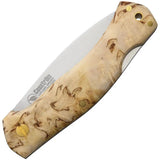 Casstrom Lars Falt Lockback Knife For Outdoor Enthusiasts, 7in Overall, 3in Satin 14C28N Blade, Curly Birch Handle by Casstrom