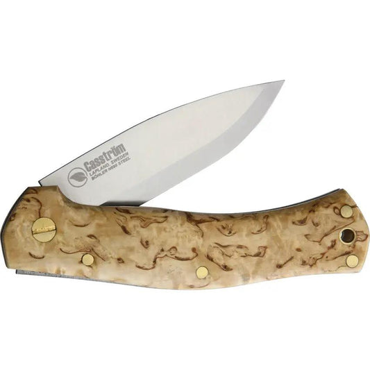 Casstrom Lars Falt Slip Joint Knife Premium 2.9 Inch Satin N690Co Blade Curly Birch Handle For EDC Enthusiasts by Casstrom