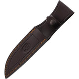 Muela Hunter Knife KMG12S - Stainless Blade, Crown Stag Handle, Brass Guard, Leather Sheath For Hunters by Muela