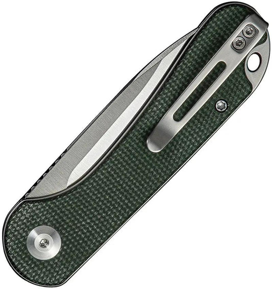 Civivi Elementum Slip Joint Knife For EDC Enthusiasts With Green Canvas Micarta Handle And 14C28N Satin Drop Point by Civivi