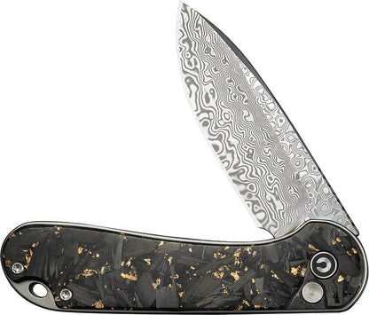 Civivi Elementum II Button Lock Knife With Damascus Blade And Carbon Fiber Handle For EDC Enthusiasts by Civivi
