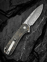 Civivi Elementum II Button Lock Knife With Damascus Blade And Carbon Fiber Handle For EDC Enthusiasts by Civivi