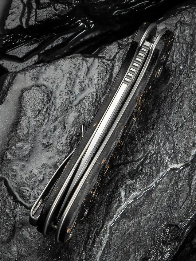 Civivi Elementum II Button Lock Knife With Damascus Blade And Carbon Fiber Handle For EDC Enthusiasts by Civivi