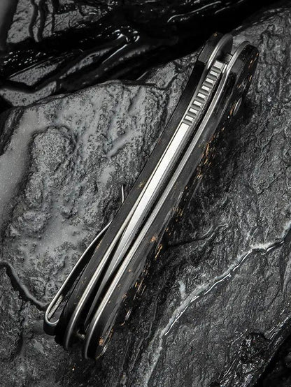 Civivi Elementum II Button Lock Knife With Damascus Blade And Carbon Fiber Handle For EDC Enthusiasts by Civivi