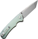 Civivi Brazen Button Lock Jade EDC Knife For Everyday Carry Enthusiasts ThreePointFiveInch 14C28N Tanto by Civivi