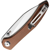 Civivi Hadros Linerlock Knife Brown Micarta Handle Three And A Quarter Inch Satin Blade EDC Ready by Civivi