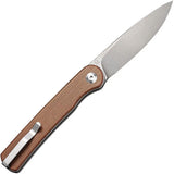 Civivi Stylum Folder EDC Knife With 4 Inch Closed 3 Inch Stonewash Blade 10Cr15CoMoV Brown Micarta Handle by Civivi