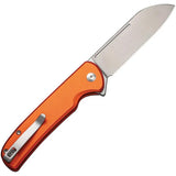 Civivi Chevalier Button Lock Folding Knife With Pocket Clip EDC Orange Aluminum Handle Satin 14C28N Blade by Civivi