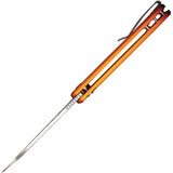 Civivi Chevalier Button Lock Folding Knife With Pocket Clip EDC Orange Aluminum Handle Satin 14C28N Blade by Civivi