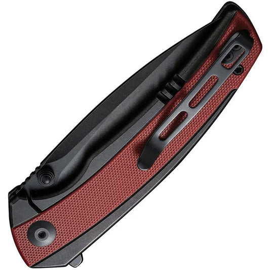 Civivi Teraxe Folding Knife Nitro V Steel 3.5in Blade Black Stonewash with Burgundy G10 Inlay For EDC Enthusiasts by Civivi