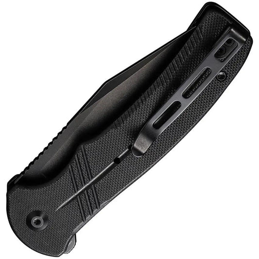 Civivi Cogent Button Lock Knife Black G10 3.5in Blade 14C28N Serrated Clip Point For EDC by Civivi