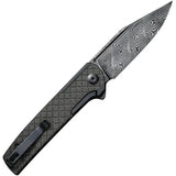Civivi Cachet Framelock Damascus Clip Point Knife With Green Micarta Inlay Extended Tang For EDC by Civivi