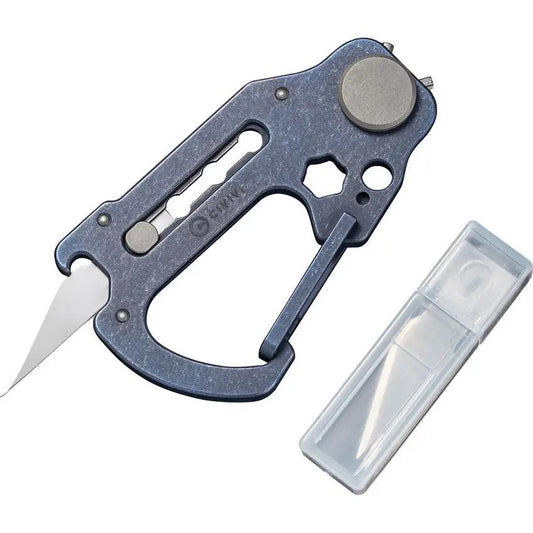 Civivi Polymorph Carabiner Multitool Titanium Construction With Replaceable Blades Blue For EDC Enthusiasts by Civivi
