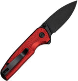 Civivi Mini Shakan Button Lock Folding Knife Nitro V Steel Drop Point Blade Red Aluminum Handle EDC by Civivi