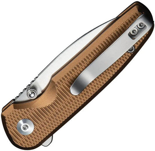 Civivi Mini Shakan Button Lock Knife Nitro V Drop Point 3.5in Blade Coyote Brown Aluminum Handle EDC Ready by Civivi