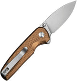 Civivi Mini Shakan Button Lock Knife Nitro V Drop Point 3.5in Blade Coyote Brown Aluminum Handle EDC Ready by Civivi