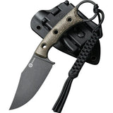 Civivi Midwatch Fixed Blade EDC Knife with Bohler N690 Steel Green Burlap Micarta Handle Finger Ring and Kydex Sheath by Civivi