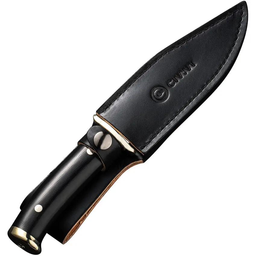 Civivi Teton Tickler Knife C20072-1 5.5In Satin D2 Clip Point With G10 Handle And Leather Sheath For EDC Enthusiasts by Civivi
