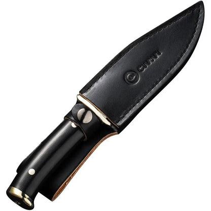 Civivi Teton Tickler Knife C20072-1 5.5In Satin D2 Clip Point With G10 Handle And Leather Sheath For EDC Enthusiasts by Civivi