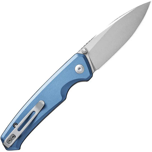 Civivi Altus Button Lock EDC Knife Blue Aluminum Handle Nitro V Drop Point 3In Blade With Pocket Clip And Case by Civivi