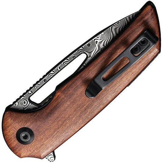 Civivi Odium Damascus Linerlock Premium EDC Knife for Enthusiasts with Sandalwood Handle and Extended Tang by Civivi