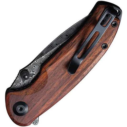 Civivi Pintail Damascus Linerlock Knife With Cuibourtia Wood Handle Three Inch Blade Extended Tang EDC Ready by Civivi